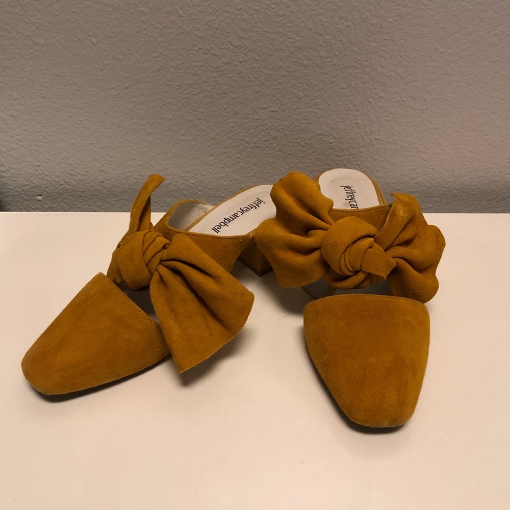 Yellow, suede Jeffery Campbell mules
